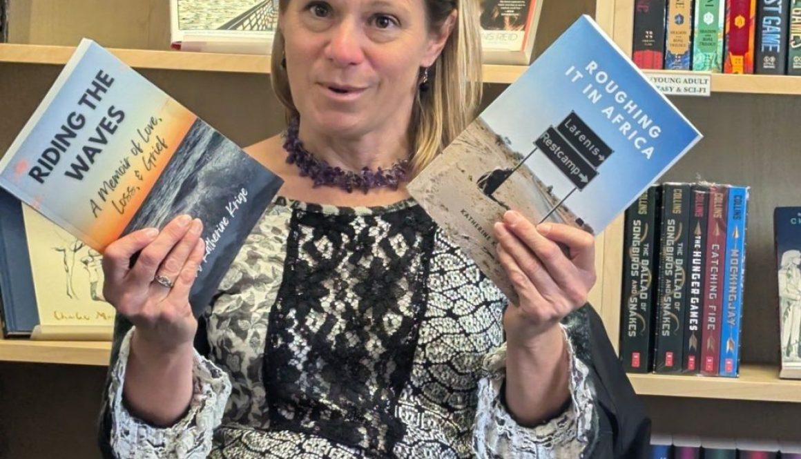 Author discussing her books at a reading